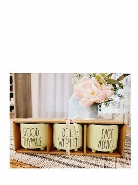 NEW Rae Dunn Good Thymes Dill With It & Sage Advice Planter Trio Set